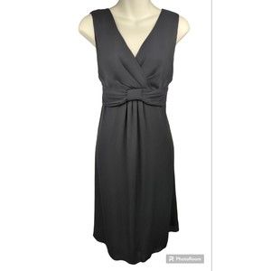 BODEN black Silk Bow Dress Empire Plunge Faux Wrap Lbd Cocktail US 8 UK 12